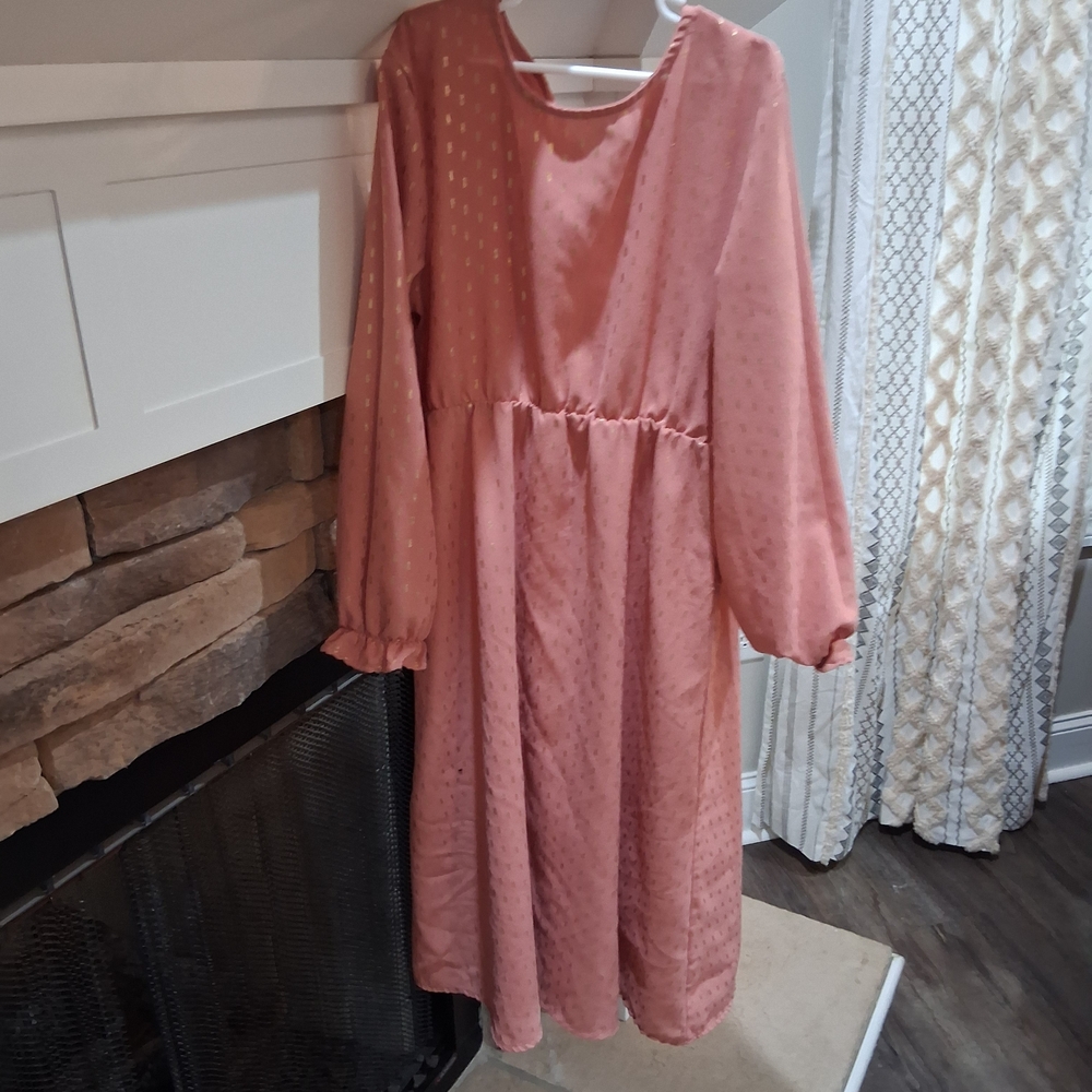 Elegant Pink Long-Sleeve Dress